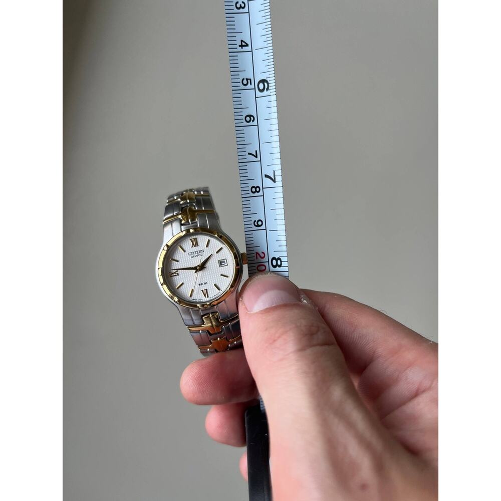 Citizen Women’s Y2K Quartz Watch White Dial Date Two Tone Gold Silver Retro 8" - Picture 15 of 15